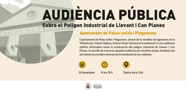 Audiència Pública sobre el Polígon Industrial de Llevant i Can Planes