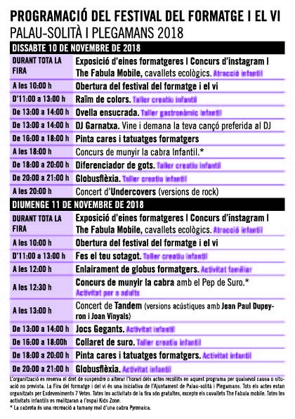 Programa Festival formatge i vi